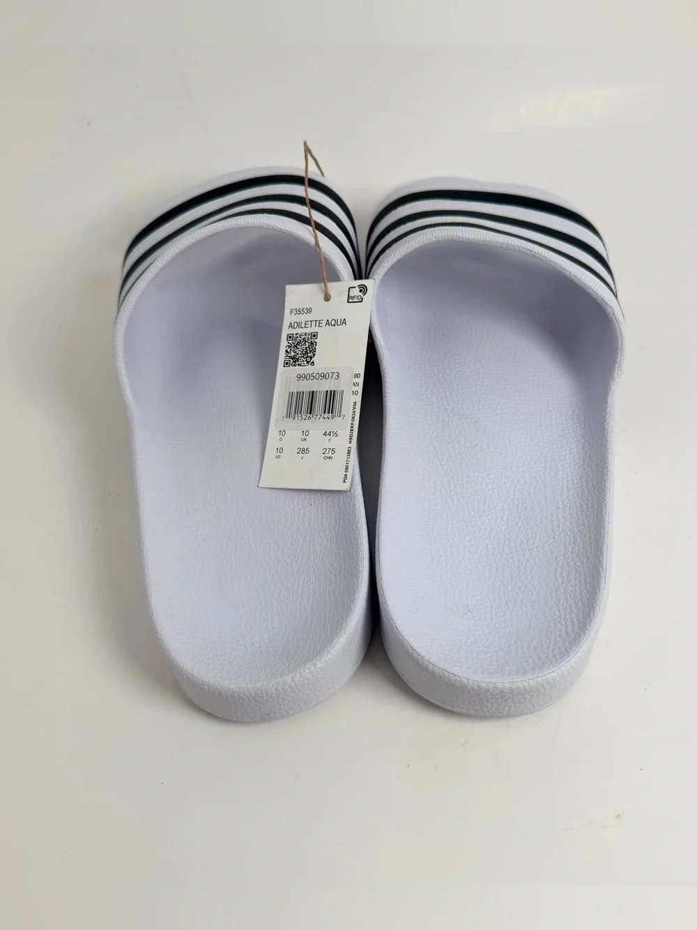 adidas White and Black Adilette Slide Sandals 181